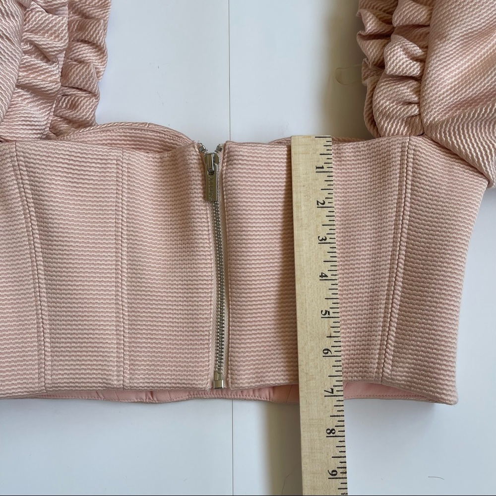 House of CB Pink Textured Puff Sleeve Corset Top - Size S - Picture 7 of 8